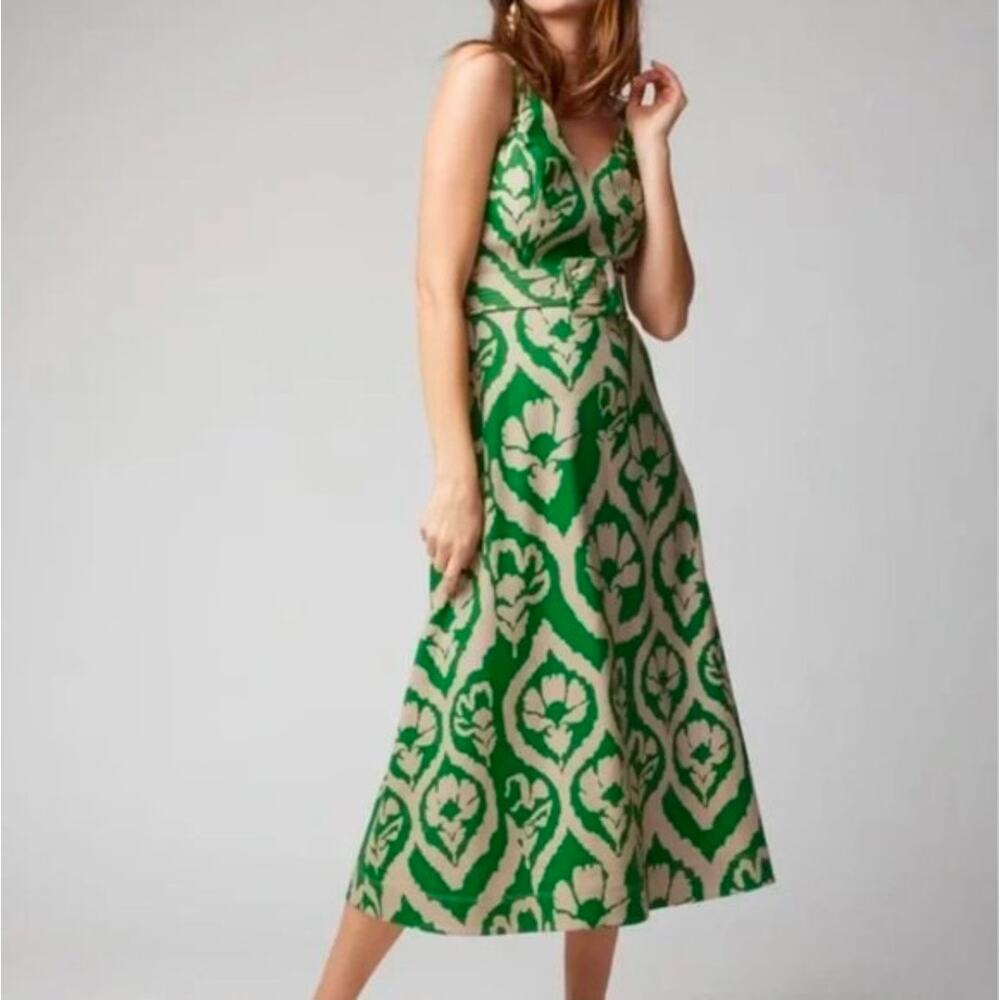 White House Black Market Linen Blend Ikat Print Belted dress. Size 4. Ret. $ 200